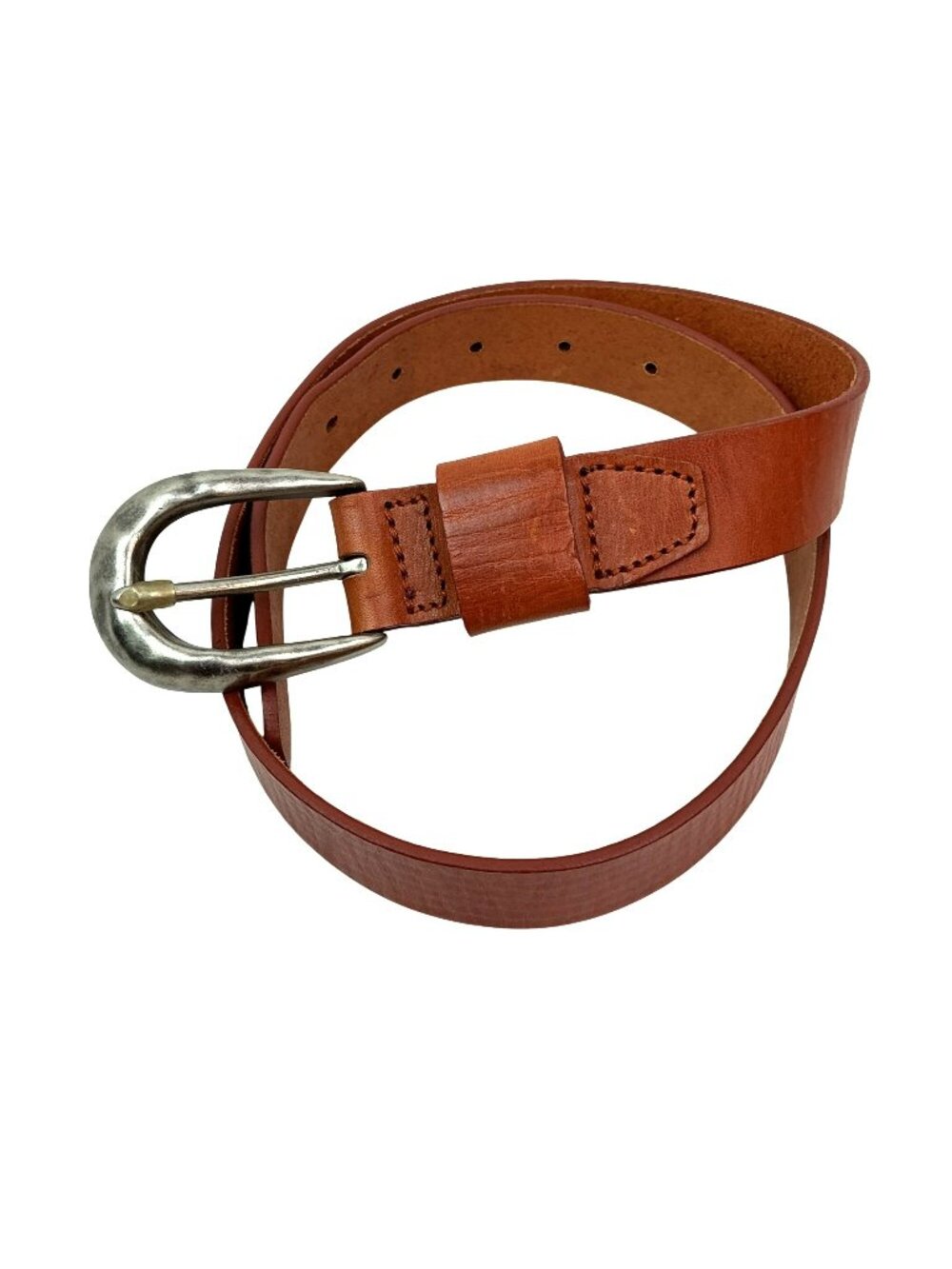 New Liz Claiborne Genuine Leather Belt With Silver Buckle Womens Medium Cognac